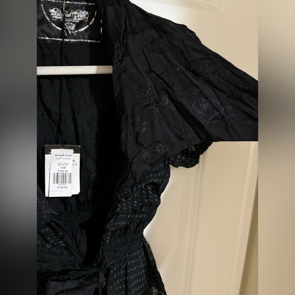 Vintage Y2K RARE Buddhist Punk Black Ruffle Tie Jacket NWT - Picture 3 of 8